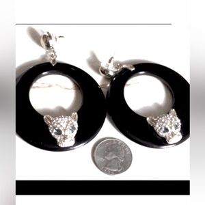 Large Hoop Earrings Runway crystal cougar design